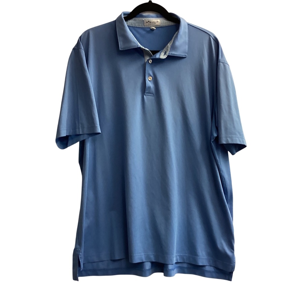 Peter Millar Summer Comfort Polo‎ Shirt Golf Athletic Blue XL Contrast Neckline